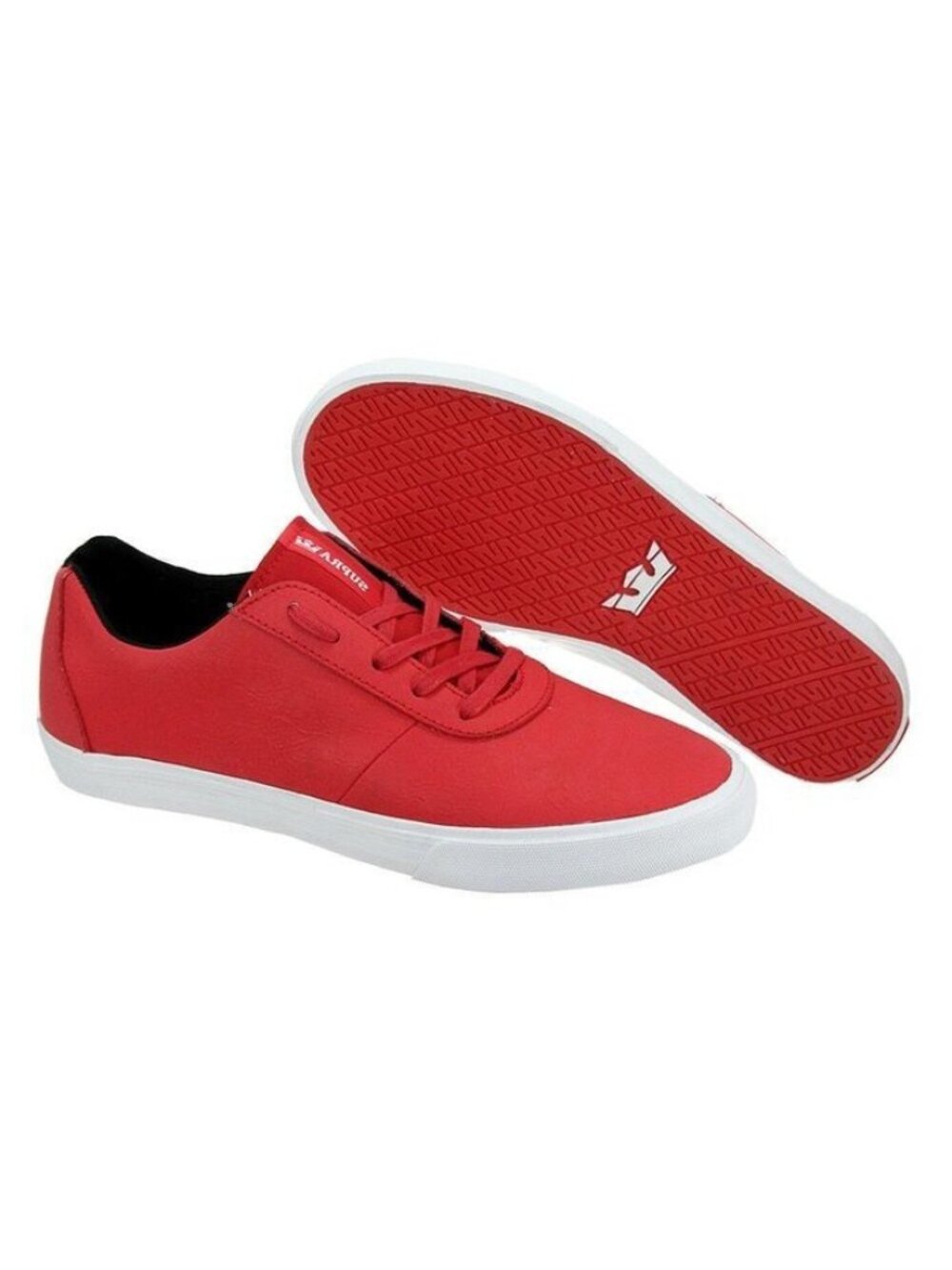 $90 Supra Cuttler Low Fashion Sneakers Chili Red Wrinkled Satin Tuf Size 9
